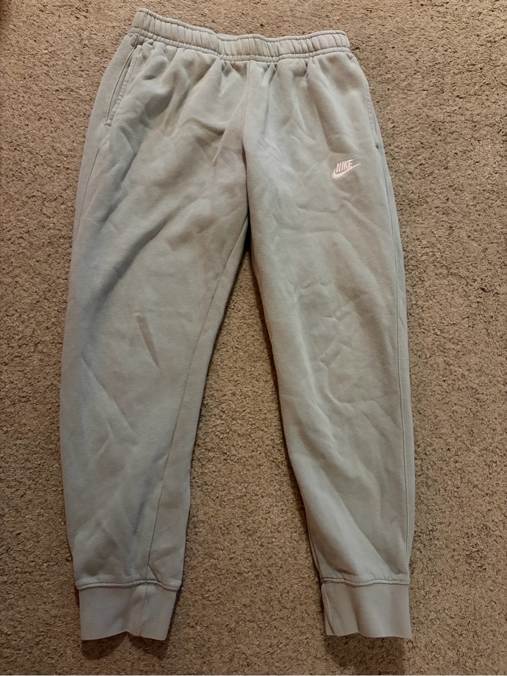 Nike Men's Light Green Jogger Sweatpants Elastic Waist Pockets Size Medium